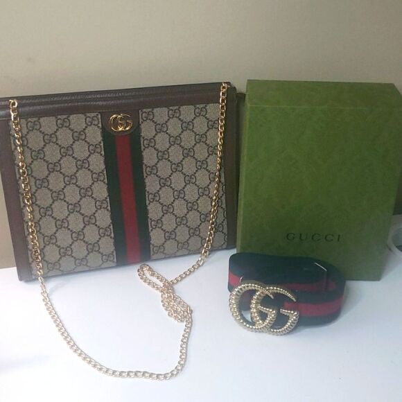 GUCCI GG Web OPHIDIA Bag and GG Torchon Web Belt Bundle - Picture 15 of 16